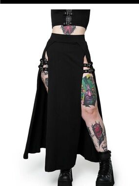 Forest Ink maxi skirt with buckles